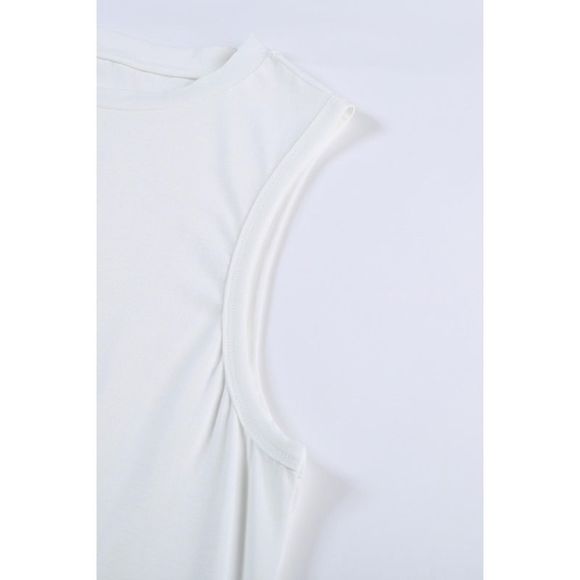 Azura Exchange  White Solid Color Crewneck Sleeveless Top - Picture 7 of 13